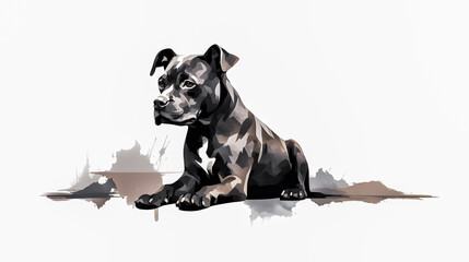 Watercolor style of pitbull dog breed on white background.
