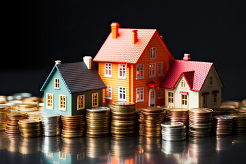 house model on  money on a blue background