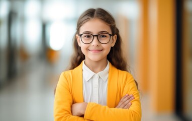 Smart confident schoolgirl posing