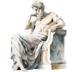Greek marble sculpture watercolor illustration, generative AI - obrazy, fototapety, plakaty