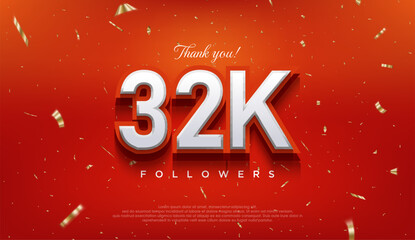 Elegant number to thank 32k followers, the latest premium vector design.