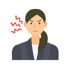 Fototapeta na wymiar 怒る女性会社員。フラットなベクターイラスト。 An angry female office worker. Flat designed vector illustration. 
