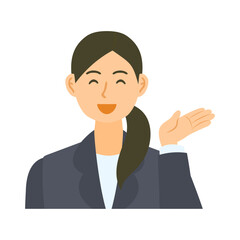 Fototapeta na wymiar 案内する女性会社員。フラットなベクターイラスト。 A female office worker guiding. Flat designed vector illustration.