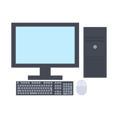デスクトップパソコン。フラットなベクターイラスト。
A desktop PC. Flat designed vector illustration.