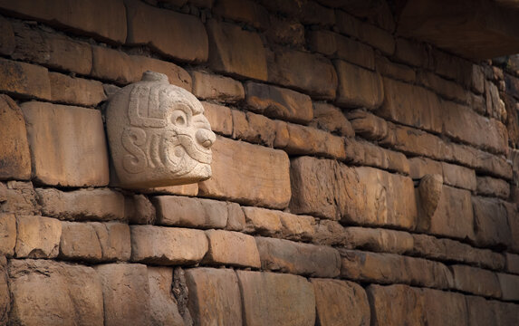 Temple of Chavin: the last stone head still guarding the temple