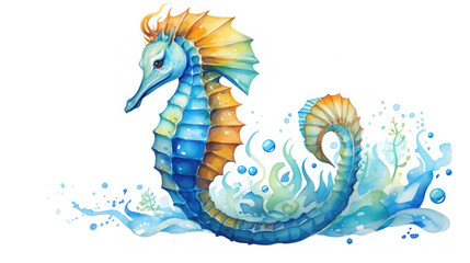 illustration of seahorse on the white background - obrazy, fototapety, plakaty