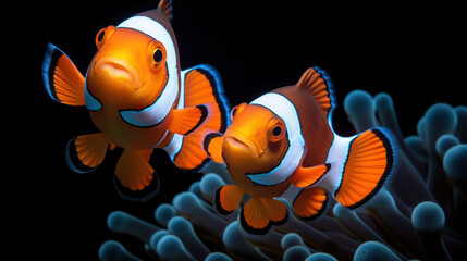 Fototapeta na wymiar Nemo fishes on the isolated background