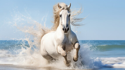 Horse running in the sea