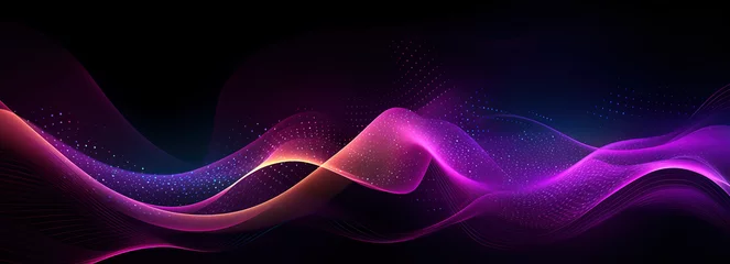 Foto op Plexiglas Technology digital Waves background banner background concept, motion waving particle texture © G