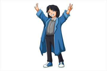 Cute Girl Character Design Illustration