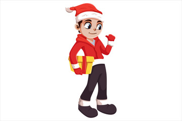 Cute Santa Boy Character Design Illustration