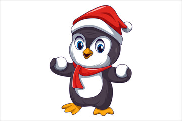 Cute Christmas Penguin Character Design Illustration