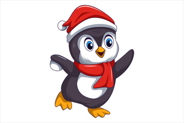 Cute Christmas Penguin Character Design Illustration