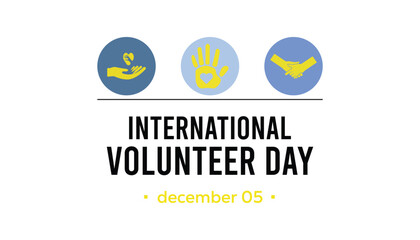 Fototapeta na wymiar International Volunteer day is celebrated every year on 5 December. observed each year during December banner, Holiday, poster, card and background design