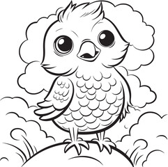 coloring page bird with a smile