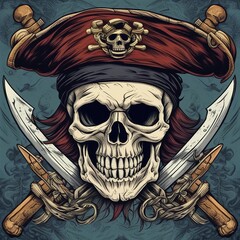 Fototapeta premium pirate skull illustration