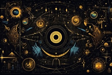 Fototapeta premium Abstract background with elements of alchemy and occultism 
