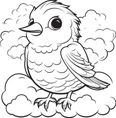 coloring page bird with a smile