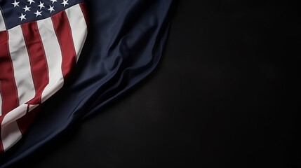 American flag on dark background, Veterans Day. ai generative - obrazy, fototapety, plakaty