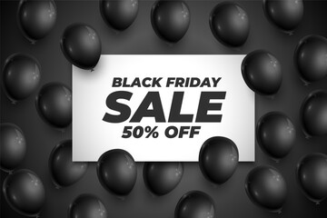 black friday mega sale offer background with realistic balloon decor