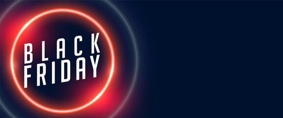 neon style black friday holiday event banner with text space
