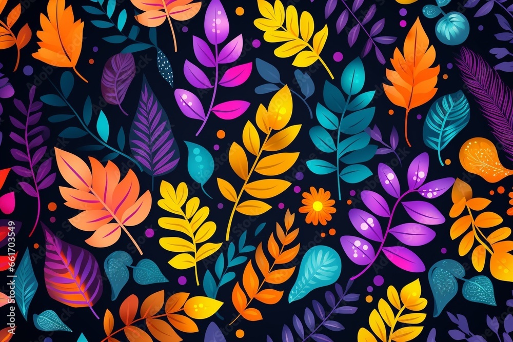 Poster generative ai : colorful and bright summer silhouette abstract seamless pattern