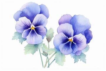 Generative AI : Studio Shot of Blue Colored Pansy Flowers Isolated on White Background. 