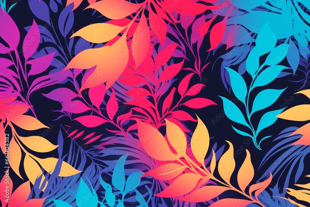 Poster generative ai : colorful and bright summer silhouette abstract seamless pattern
