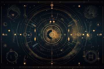 Obraz premium Abstract background with elements of alchemy and occultism 