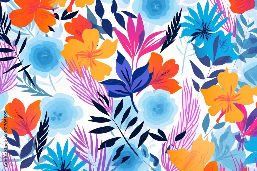 Poster generative ai : colorful and bright summer silhouette abstract seamless pattern