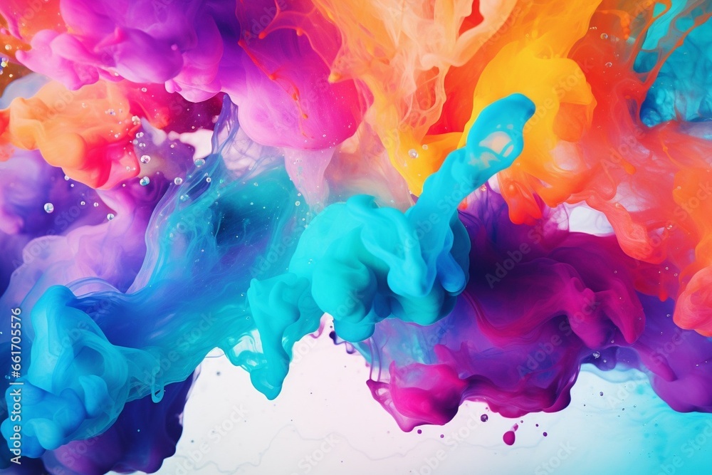 Leinwandbilder generative ai : splashing colorful watercolor colors on paper to create a background texture