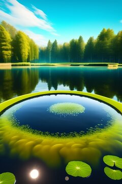 pond with ripples  in the water fornite style
