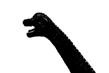 black dinosaur silhouette isolated on white background, model of dinosaurs toy © sutichak