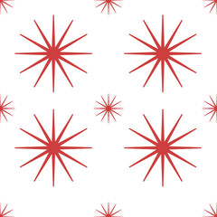 Digital png illustration of red thin stars repeated on transparent background