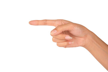 Female hand pointing at something
