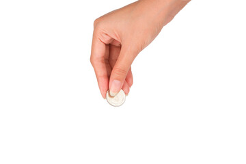 Female hands showing gesture of picking up coins