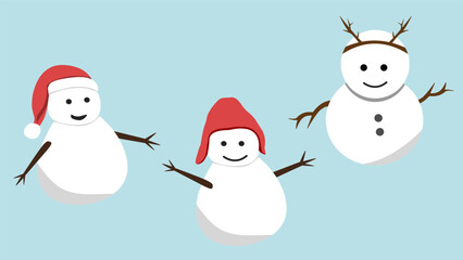 The collection of snowman wear a winter theme. Graphic resource about winter and christmas for content , banner, sticker label and greeting card.
