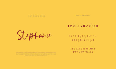 Handwritten Script font. Hand drawn brush style modern calligraphy cursive typeface. Hand Lettering and Custom Typography alphabet for Designs: Logo, Greeting Cards, Poster. Vector Brush type set.
