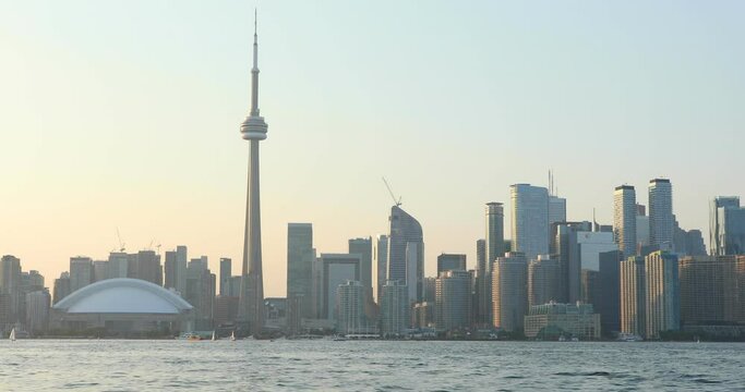 Beautiful view of Rogers Centre and CN Tower in Toronto, Canada