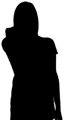 Digital png illustration of silhouette of sportswoman with hand up on transparent background