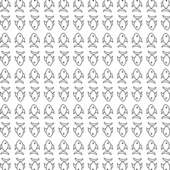 Digital png illustration of black pattern of repeated fish on transparent background