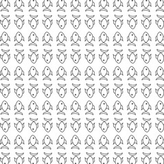 Digital png illustration of black pattern of repeated fish on transparent background