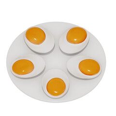 Soft Boiled Eggs in a basket for breakfast 3D isolated illustration on a transparent background . 3D Rendering