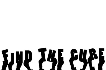 Digital png illustration of hands and find the cure text on transparent background
