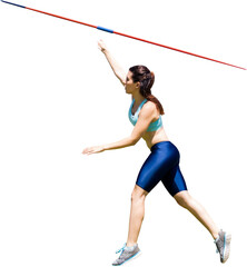 Digital png photo of sportswoman javelin thrower on transparent background