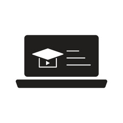 E-learning Black Fill icon set. Online education Elements icon set. Smart Learning. Online tuition, e-learning, video courses, Graduation, Education Modern. Black Fill Icon for online Icon