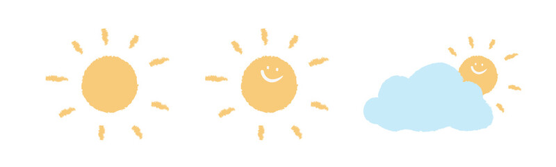 hand drawn doodle sun and cloud - obrazy, fototapety, plakaty