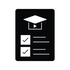 E-learning Black Fill icon set. Online education Elements icon set. Smart Learning. Online tuition, e-learning, video courses, Graduation, Education Modern. Black Fill Icon for online Icon