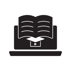 E-learning Black Fill icon set. Online education Elements icon set. Smart Learning. Online tuition, e-learning, video courses, Graduation, Education Modern. Black Fill Icon for online Icon