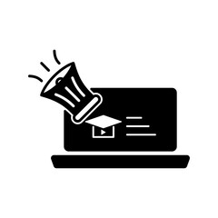 E-learning Black Fill icon set. Online education Elements icon set. Smart Learning. Online tuition, e-learning, video courses, Graduation, Education Modern. Black Fill Icon for online Icon